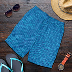 Blue Knitted Pattern Print Men's Shorts