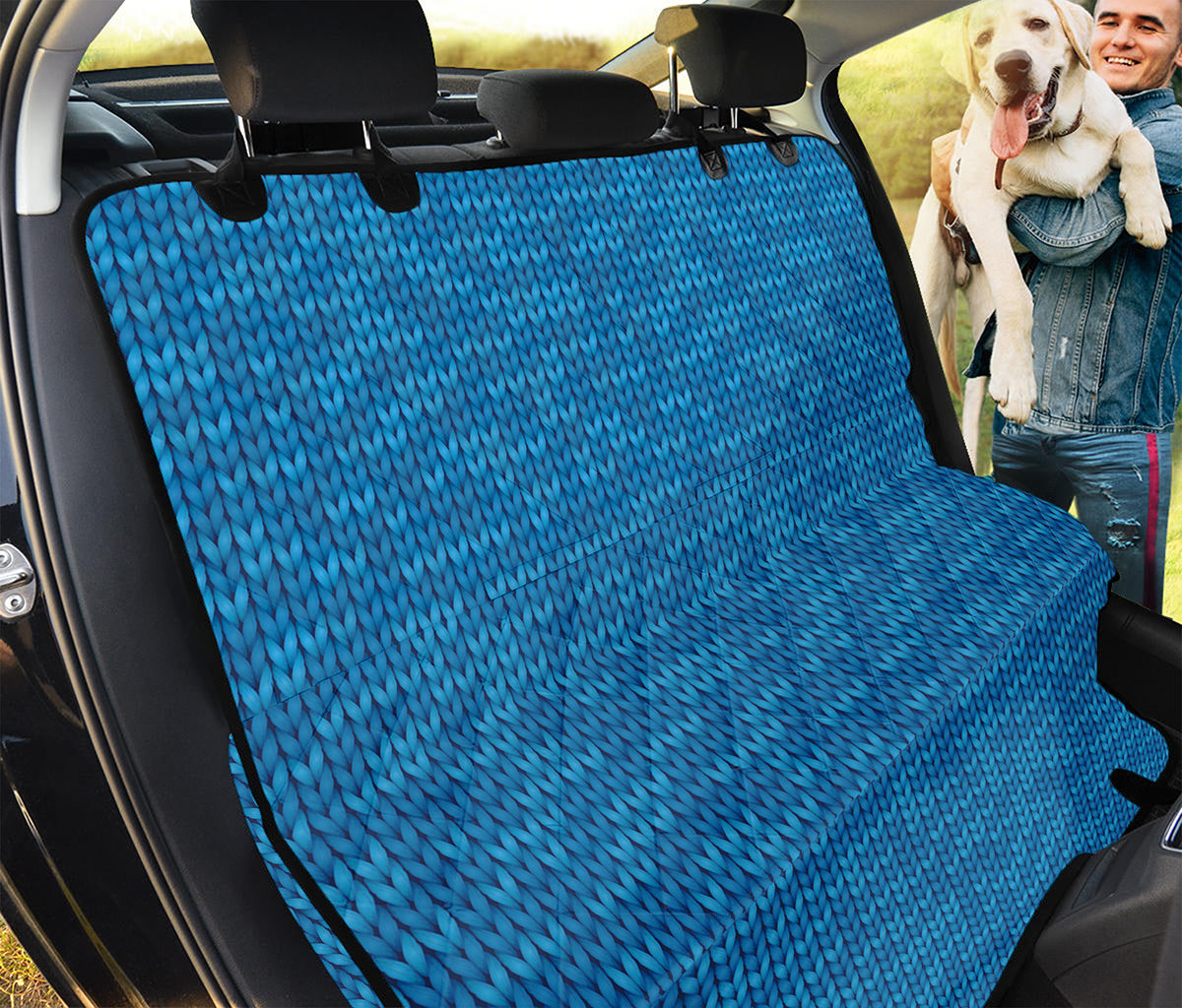 Blue Knitted Pattern Print Pet Car Back Seat Cover