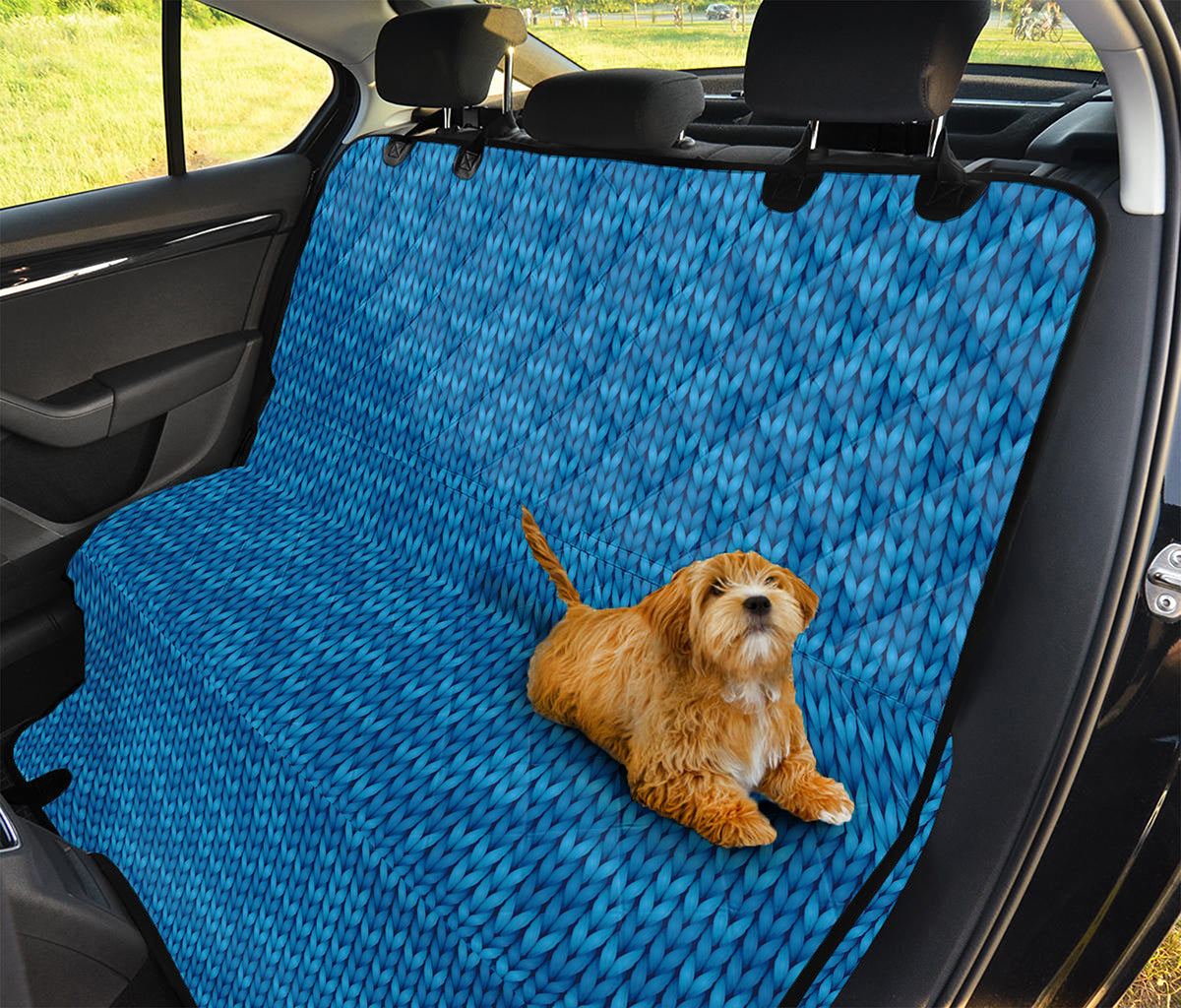 Blue Knitted Pattern Print Pet Car Back Seat Cover