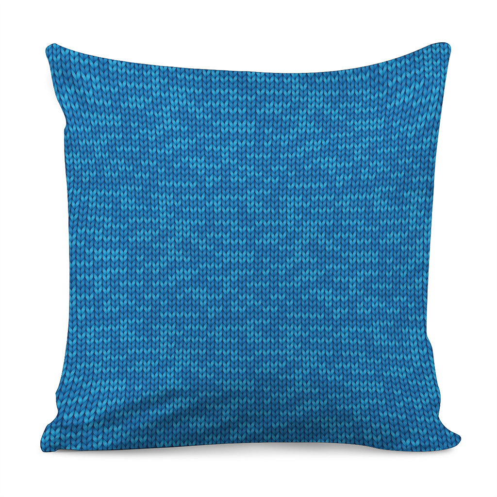 Blue Knitted Pattern Print Pillow Cover
