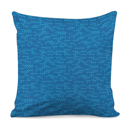 Blue Knitted Pattern Print Pillow Cover