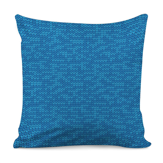 Blue Knitted Pattern Print Pillow Cover