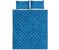 Blue Knitted Pattern Print Quilt Bed Set