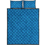 Blue Knitted Pattern Print Quilt Bed Set