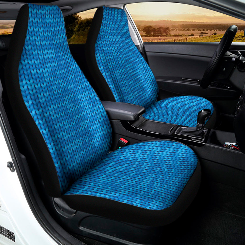 Blue Knitted Pattern Print Universal Fit Car Seat Covers