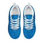 Blue Knitted Pattern Print White Sneakers