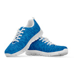 Blue Knitted Pattern Print White Sneakers