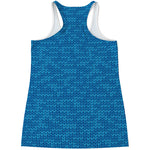 Blue Knitted Pattern Print Women's Racerback Tank Top