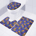Blue Leaf Pineapple Pattern Print 3 Piece Bath Mat Set