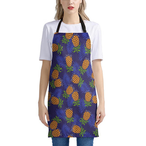 Blue Leaf Pineapple Pattern Print Apron