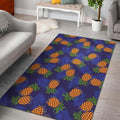 Blue Leaf Pineapple Pattern Print Floor Mat