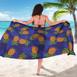 Blue Leaf Pineapple Pattern Print Beach Sarong Wrap