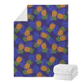 Blue Leaf Pineapple Pattern Print Blanket