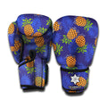 Blue Leaf Pineapple Pattern Print Boxing Gloves
