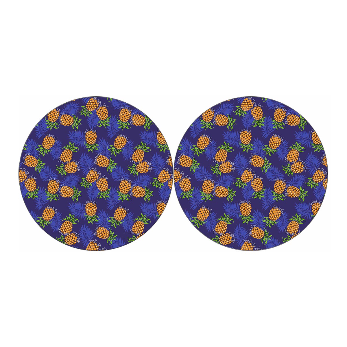 Blue Leaf Pineapple Pattern Print Car Coasters