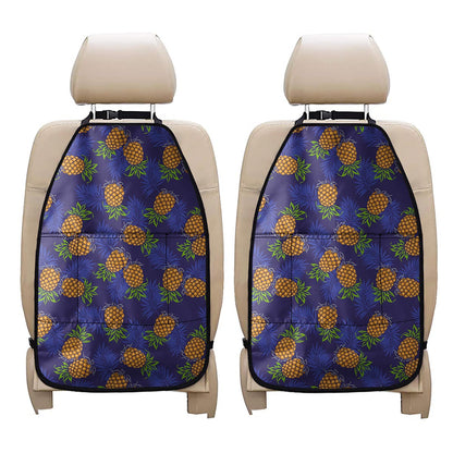 Blue Leaf Pineapple Pattern Print Car Seat Organizers