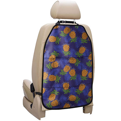 Blue Leaf Pineapple Pattern Print Car Seat Organizers