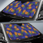 Blue Leaf Pineapple Pattern Print Car Sun Shade GearFrost