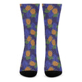 Blue Leaf Pineapple Pattern Print Crew Socks