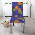 Blue Leaf Pineapple Pattern Print Dining Chair Slipcover