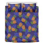 Blue Leaf Pineapple Pattern Print Duvet Cover Bedding Set