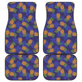 Blue Leaf Pineapple Pattern Print Front and Back Car Floor Mats