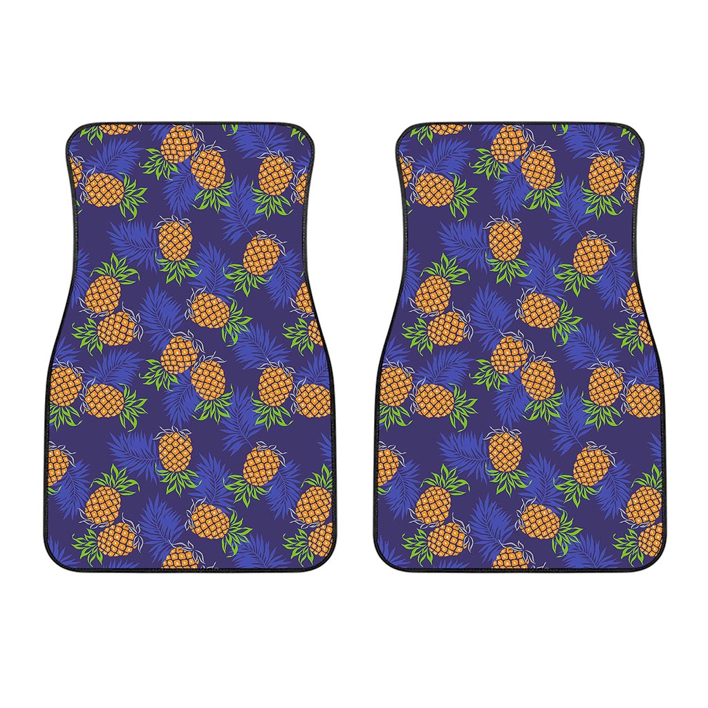 Blue Leaf Pineapple Pattern Print Front Car Floor Mats