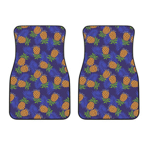 Blue Leaf Pineapple Pattern Print Front Car Floor Mats