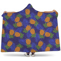 Blue Leaf Pineapple Pattern Print Hooded Blanket