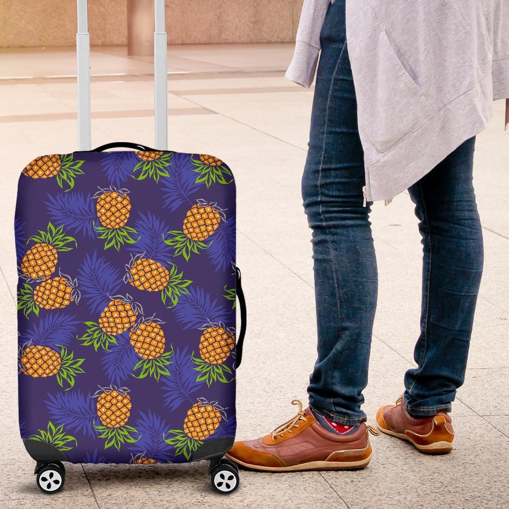 Blue Leaf Pineapple Pattern Print Luggage Cover GearFrost
