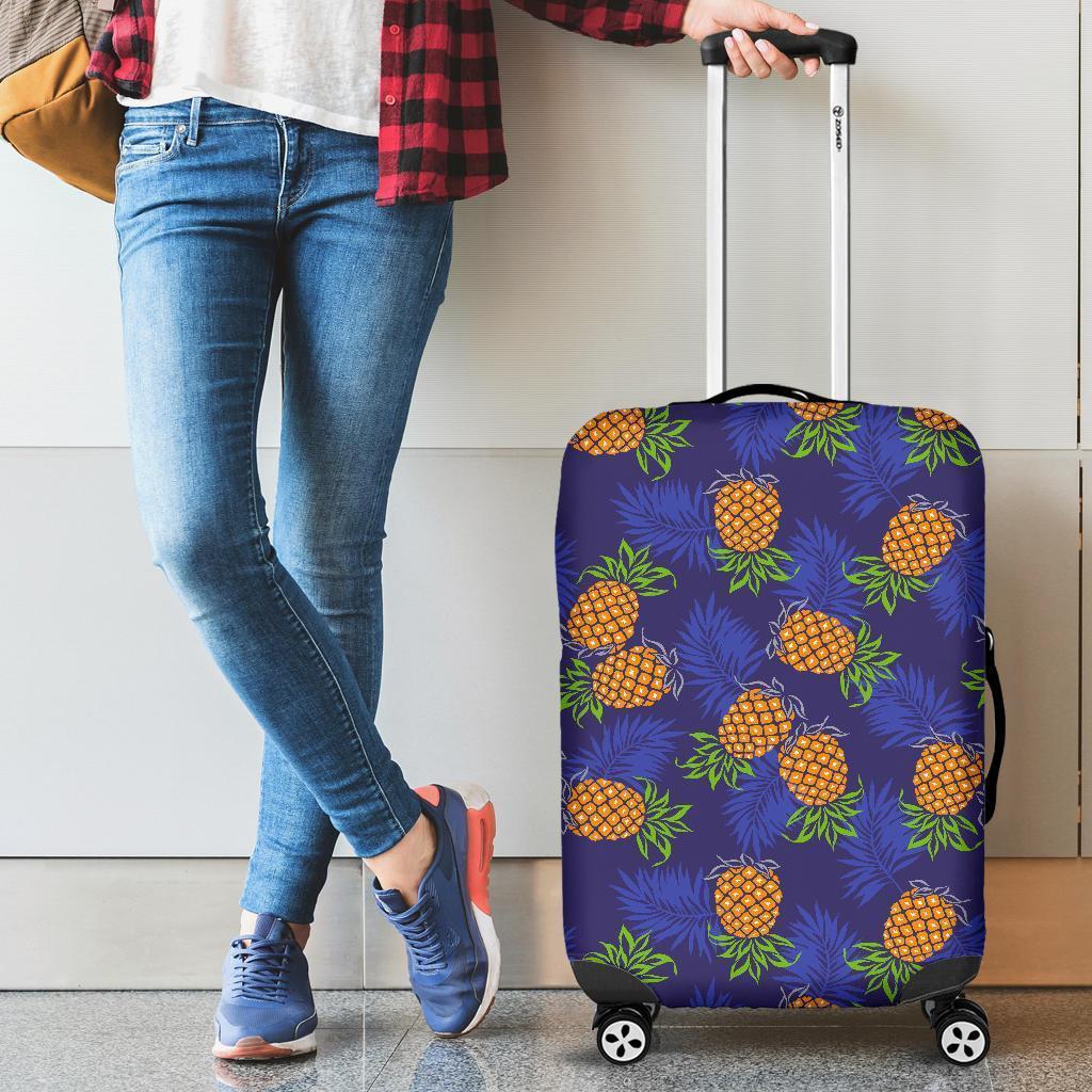Blue Leaf Pineapple Pattern Print Luggage Cover GearFrost