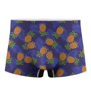 Blue Leaf Pineapple Pattern Print Men's Boxer Briefs