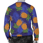 Blue Leaf Pineapple Pattern Print Men's Crewneck Sweatshirt GearFrost