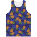 Blue Leaf Pineapple Pattern Print Men's Tank Top