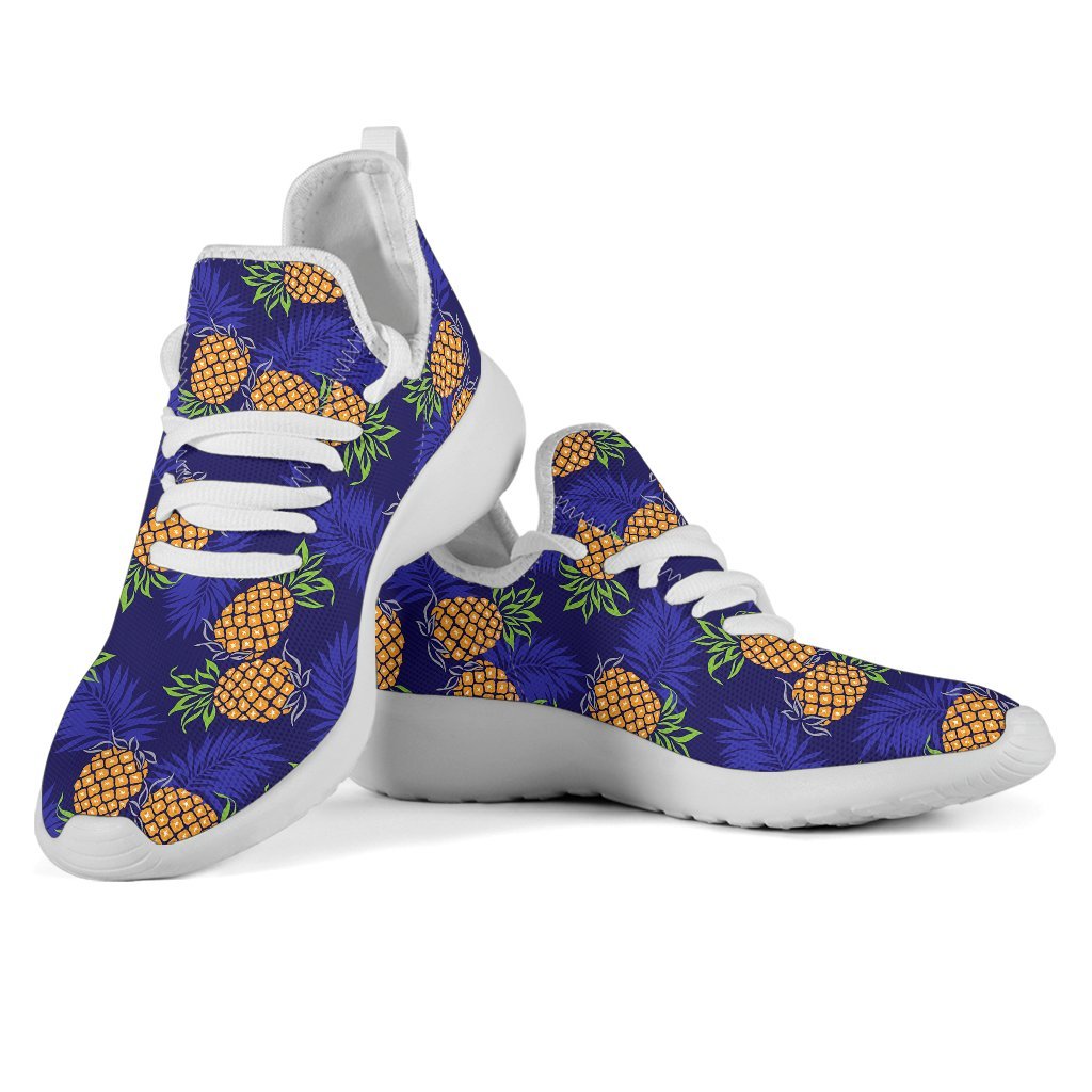 Blue Leaf Pineapple Pattern Print Mesh Knit Shoes GearFrost