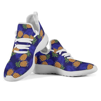 Blue Leaf Pineapple Pattern Print Mesh Knit Shoes GearFrost