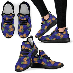 Blue Leaf Pineapple Pattern Print Mesh Knit Shoes GearFrost