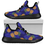 Blue Leaf Pineapple Pattern Print Mesh Knit Shoes GearFrost