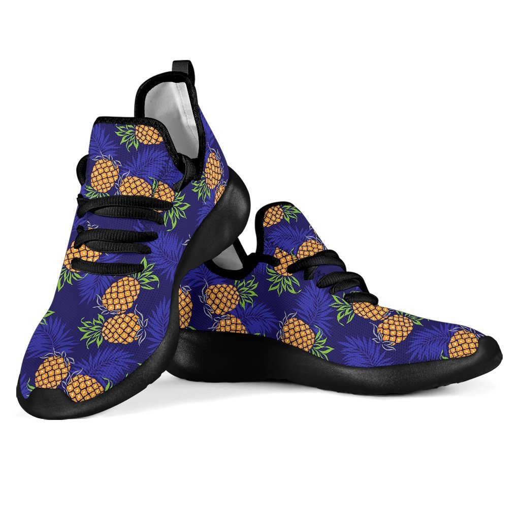 Blue Leaf Pineapple Pattern Print Mesh Knit Shoes GearFrost