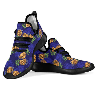 Blue Leaf Pineapple Pattern Print Mesh Knit Shoes GearFrost