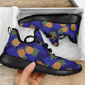 Blue Leaf Pineapple Pattern Print Mesh Knit Shoes
