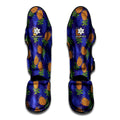 Blue Leaf Pineapple Pattern Print Muay Thai Shin Guards