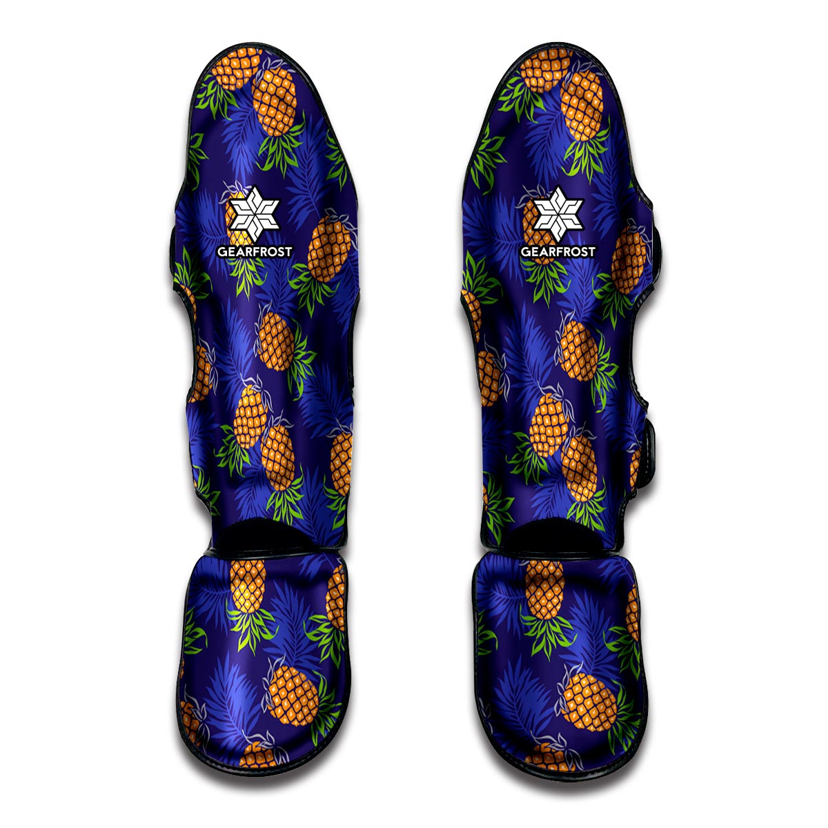 Blue Leaf Pineapple Pattern Print Muay Thai Shin Guard