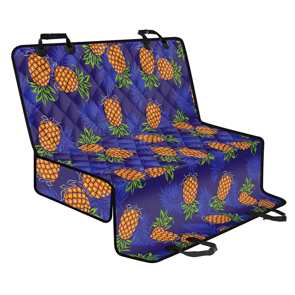 Blue Leaf Pineapple Pattern Print Pet Car Back Seat Cover