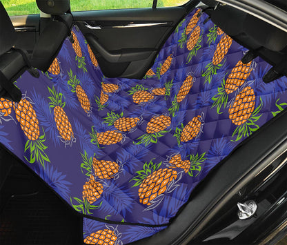 Blue Leaf Pineapple Pattern Print Pet Car Back Seat Cover
