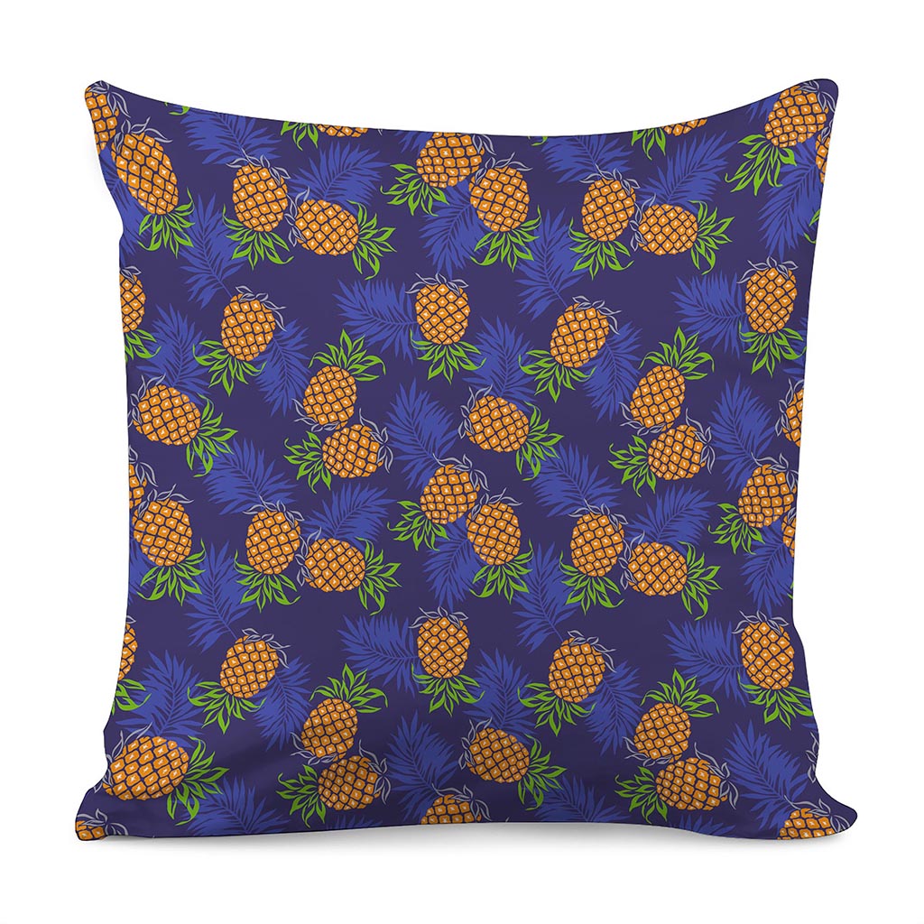 Blue Leaf Pineapple Pattern Print Pillow Cover