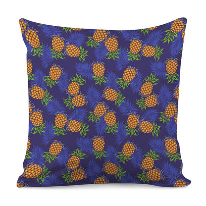 Blue Leaf Pineapple Pattern Print Pillow Cover