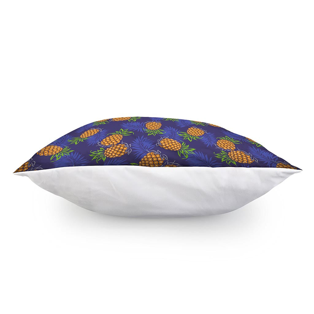 Blue Leaf Pineapple Pattern Print Pillow Cover