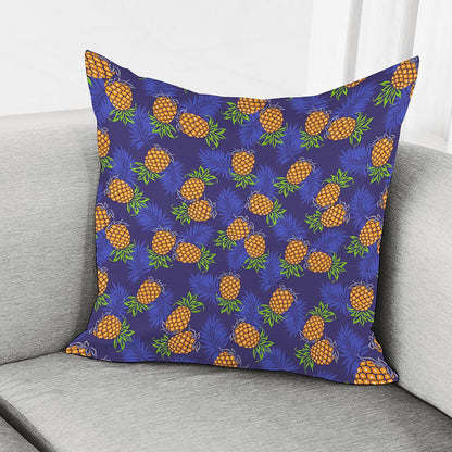Blue Leaf Pineapple Pattern Print Pillow Cover