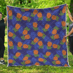 Blue Leaf Pineapple Pattern Print Quilt